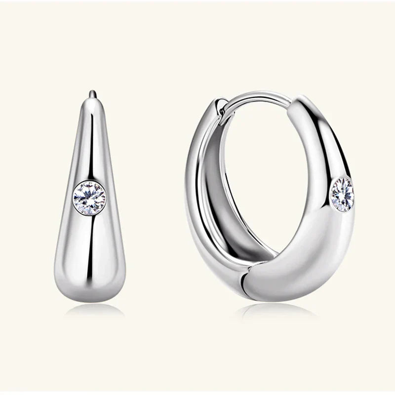 Premium Real 0.12cttw Moissanite Hoop Earrings for Women Girls S925 Silver Earring Party Fine Jewelry Small Ear Buckle Gift