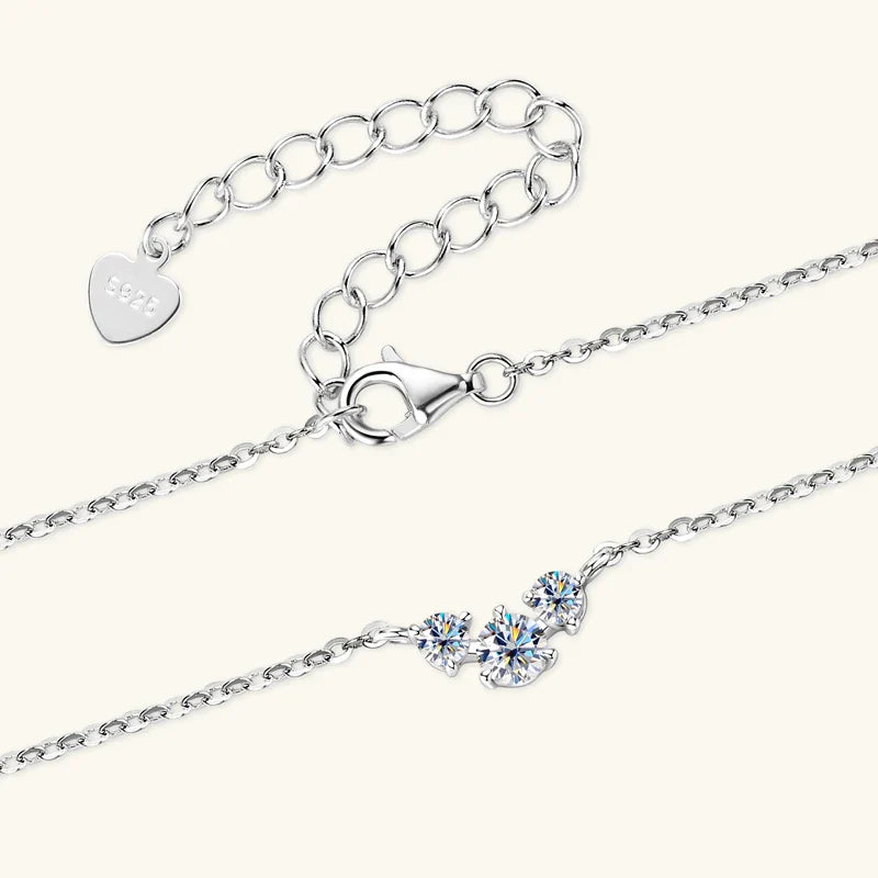 3mm 4mm Moissanite Necklace Collares Mujer 925 Sterling Silver Three Stone Pendant Necklaces For Women Chains Jewelry Gift