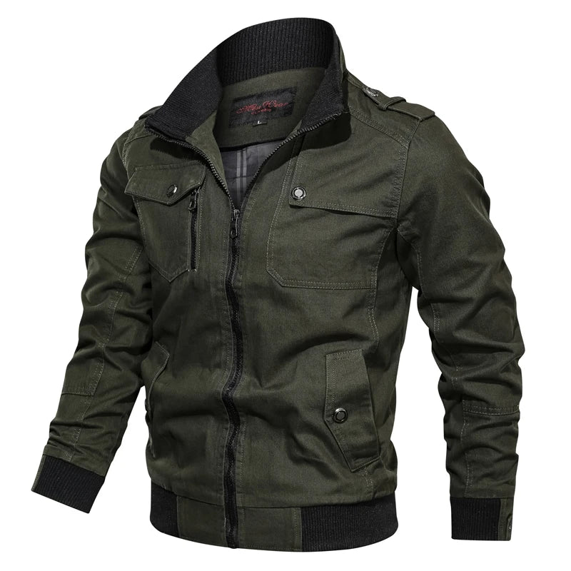 Men’s military bomber jacket, windproof autumn winter casual outdoor coat, plus size M–5XL