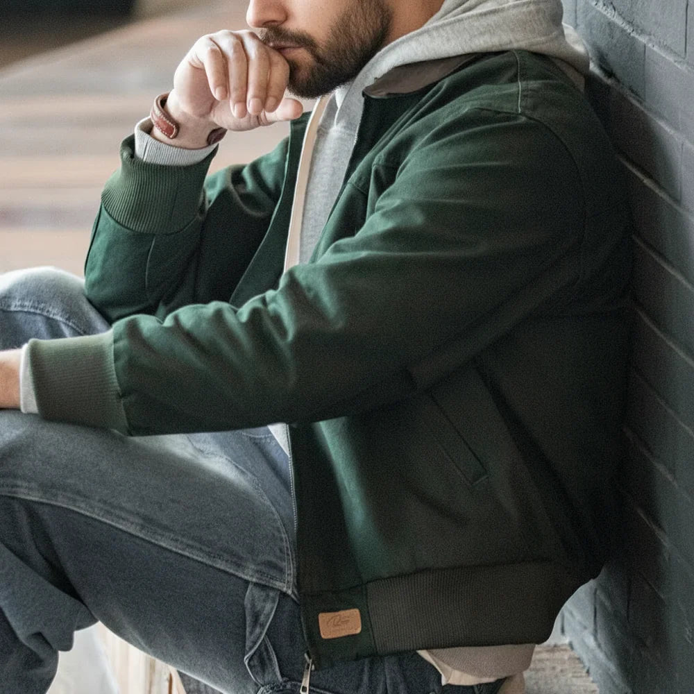 Retro Heavyweight Santafe Canvas Jackets Cotton Corduroy Lapel Ribbed Hem Cuffs Short Jacket for Men's Autumn Overcoat