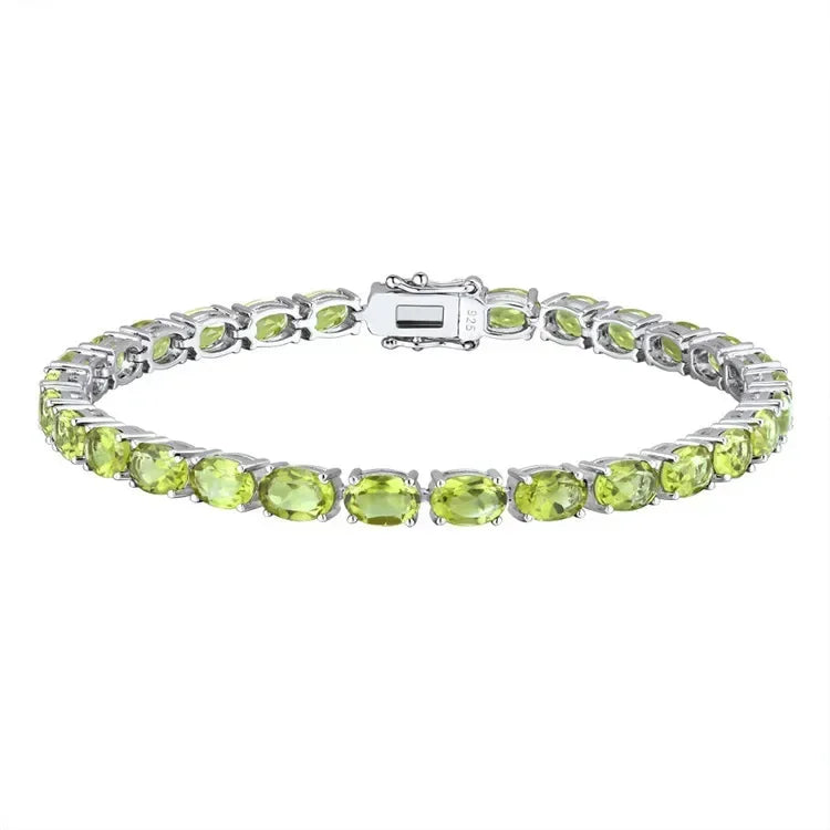 Pure 925 Sterling Silver Women's Hand Bracelets 100% Real Gemstone Natural Topaz Peridot Amethyst Gem Fine Jewelry