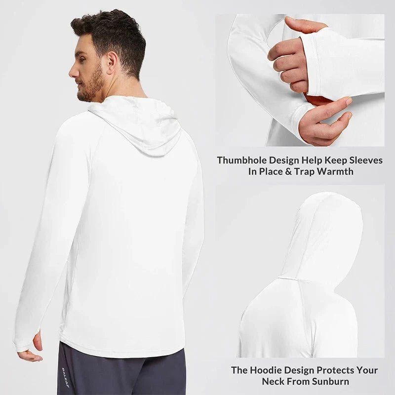 Sun Protection T-Shirt Hoodie Men's UPF50+ Sun Protection Long Sleeve T-Shirt Quick Dry Breathable Hiking Sunscreen Fishing Wear