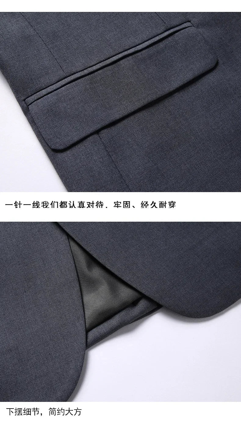 Suit  Outdoor Gentleman Solid-color Men's Fashionable Formal Business Wedding Hosting Banquets Casual and Fitted Gentle Suit