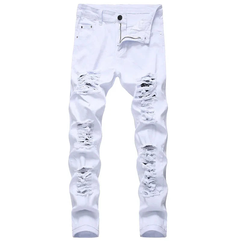 White Fashion Vintage Fit Denim Trousers