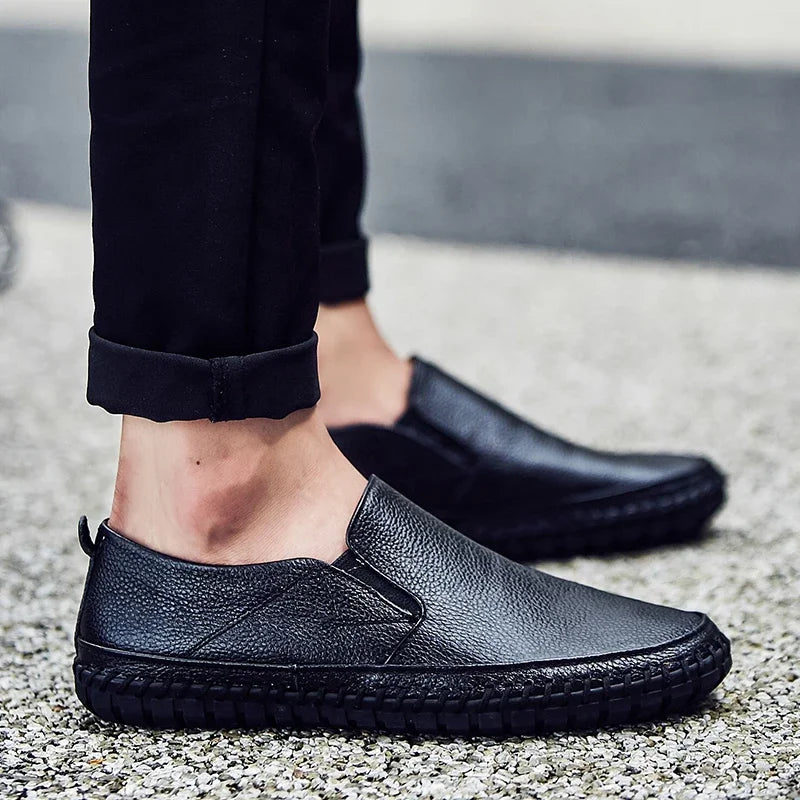 New Plus Size 49 50 Men Loafers Soft Moccasins Fashion Soft Spring Autumn Genuine Leather Shoes Men Casual Flats Driving Shoes