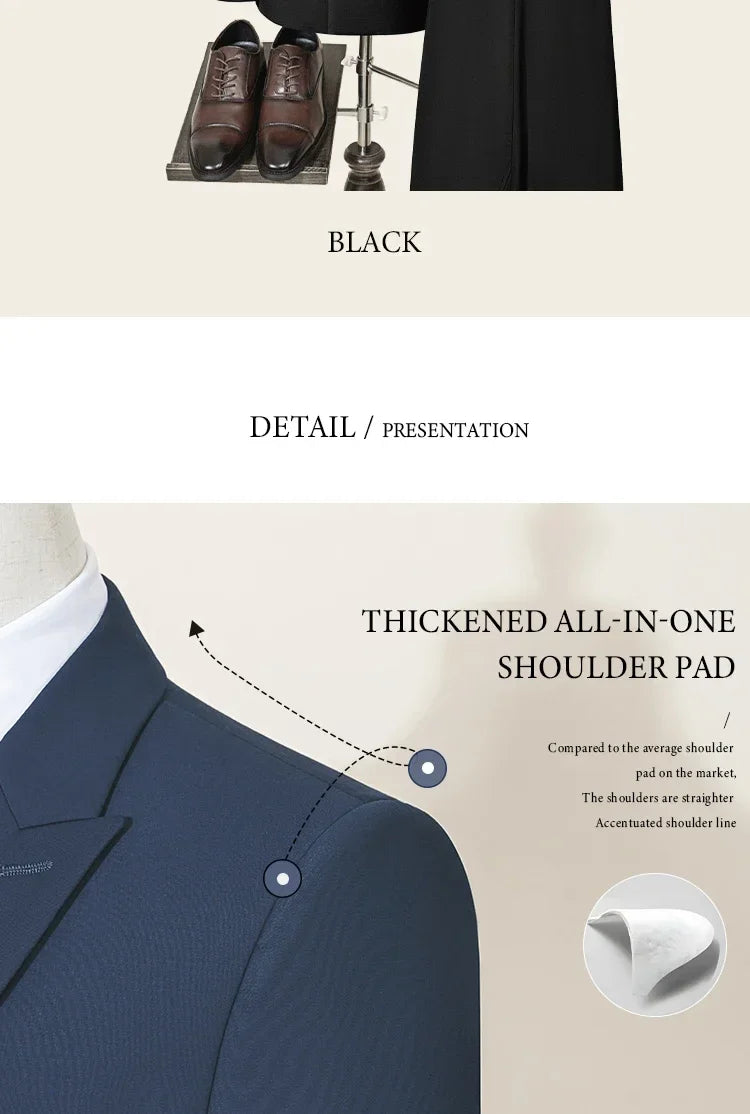 Double-breasted Men's Suit Fashionable and Casual Slim Fit Male Groom Wedding Blazers Party Dress Jacket Coat Pants