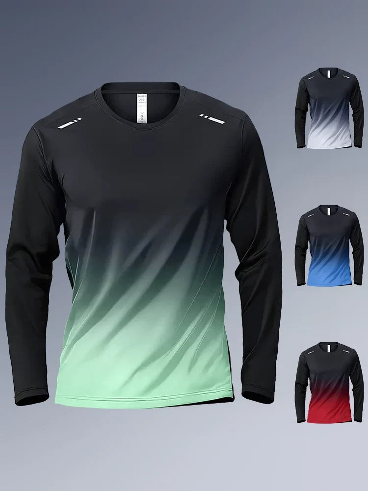 Men's Compression T-shirt, Long Sleeve Crew Neck Sweat-absorbing Quick-drying T-shirts For Men's Fitness Training