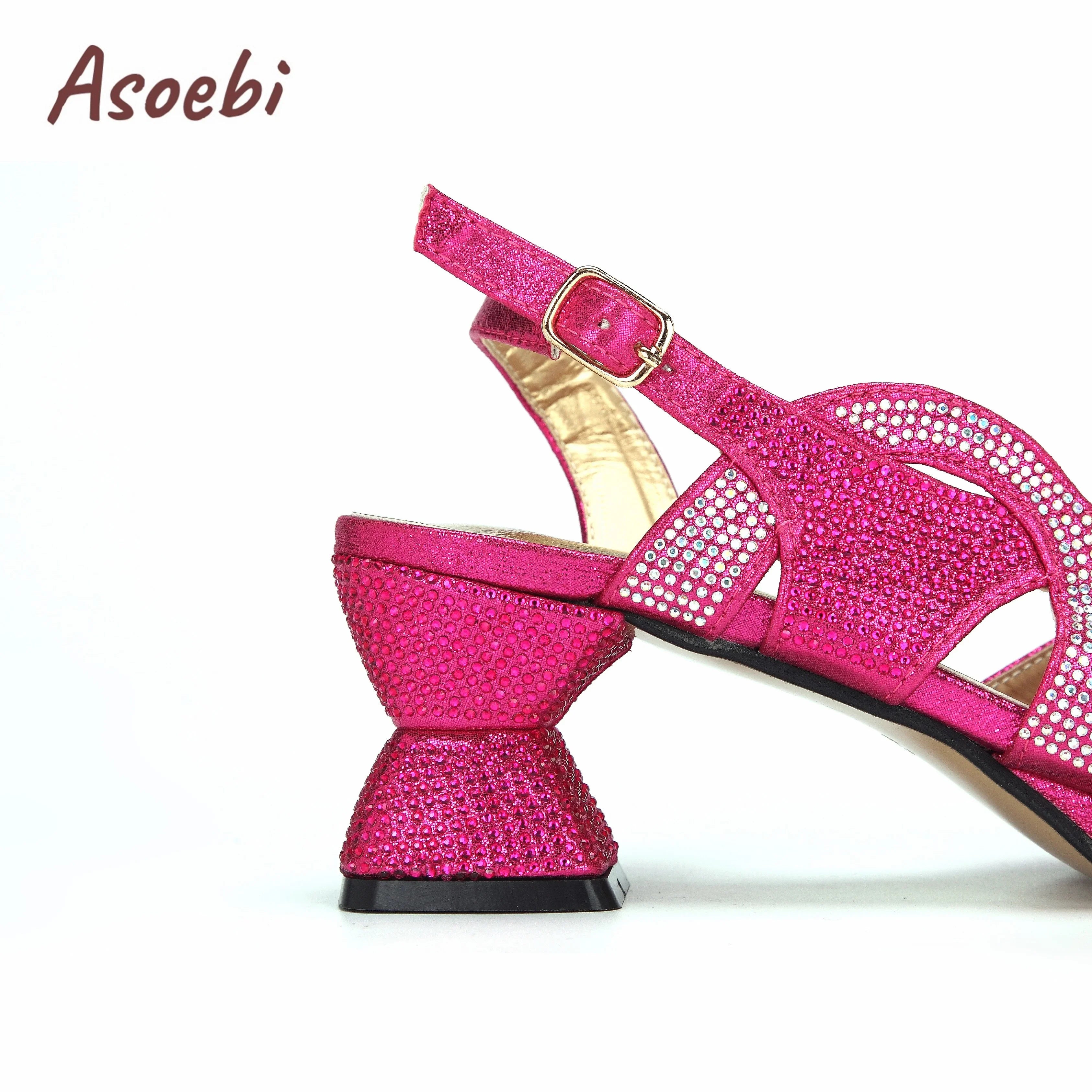 Purple Color Peep Toe Ladies Shoes Matching Bag Set