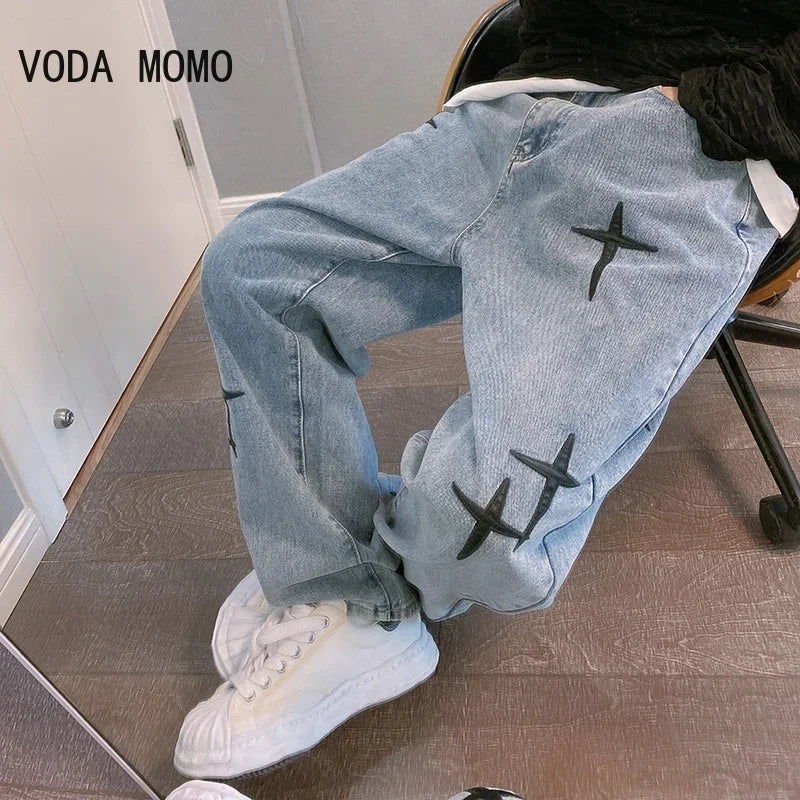 Wide Leg Cargo Pants men Streetwear Baggy mens Jeans