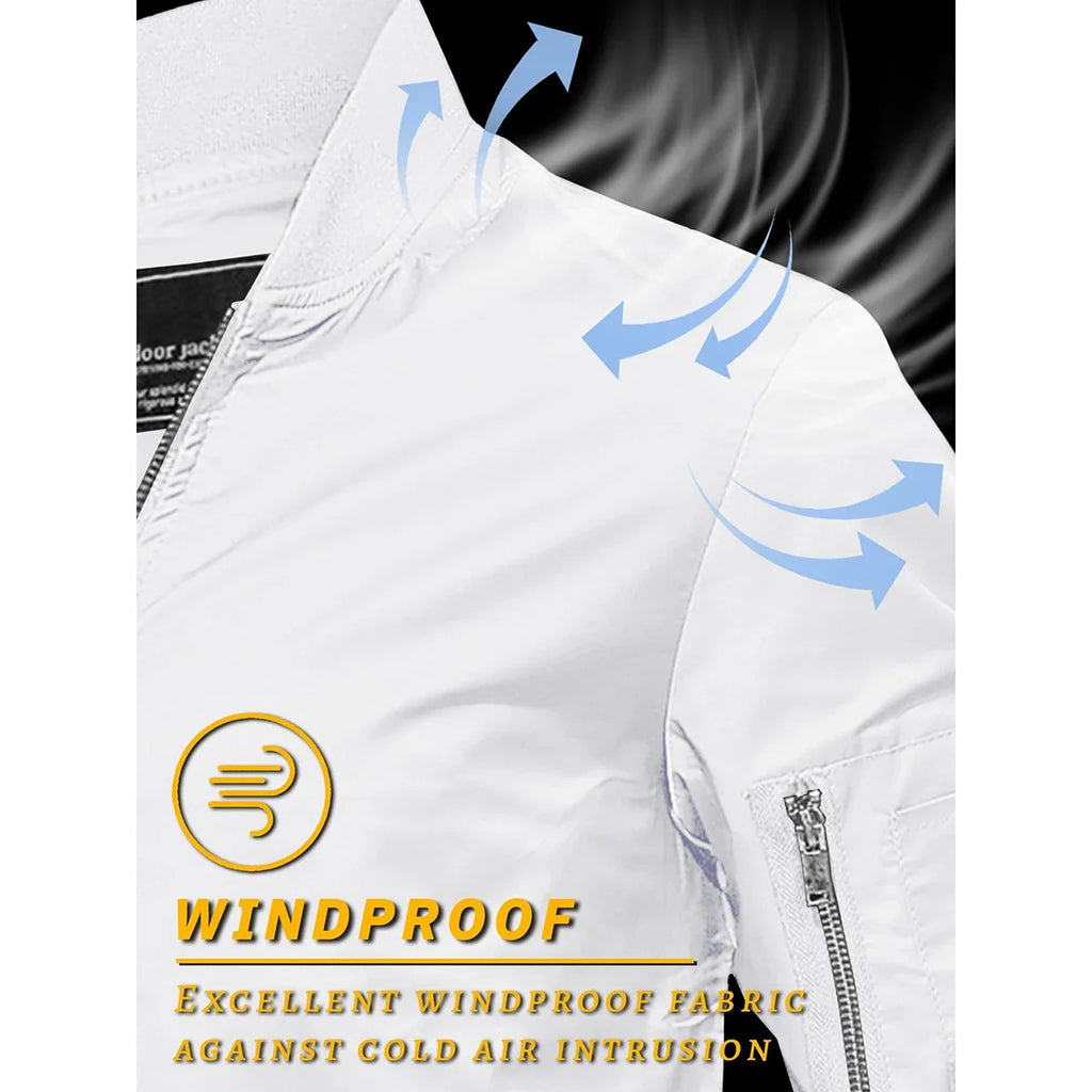 Men's Bomber Jacket Summer Autumn Thin Lightweight Casual Windbreaker Multi-pockets Full Zip Up Varsity Baseball Jacket