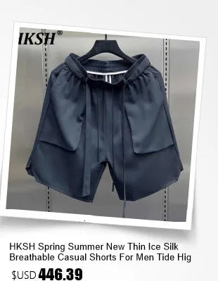 Summer New Men Tide High Street Drawstring Pocket Sports Casual Safari Style Shorts Loose Light Luxury Simple Capris HK4528