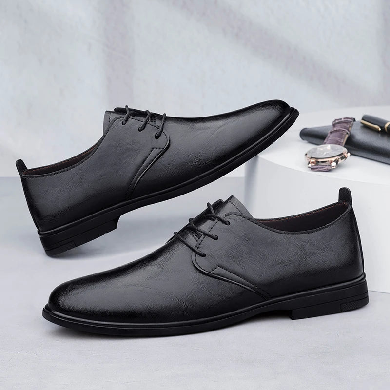 High Quality Handmade Casual Leather Business Shoes Mens Formal Oxford Office Shoes Fashion Lace-up Casual Flat Designer Shoes