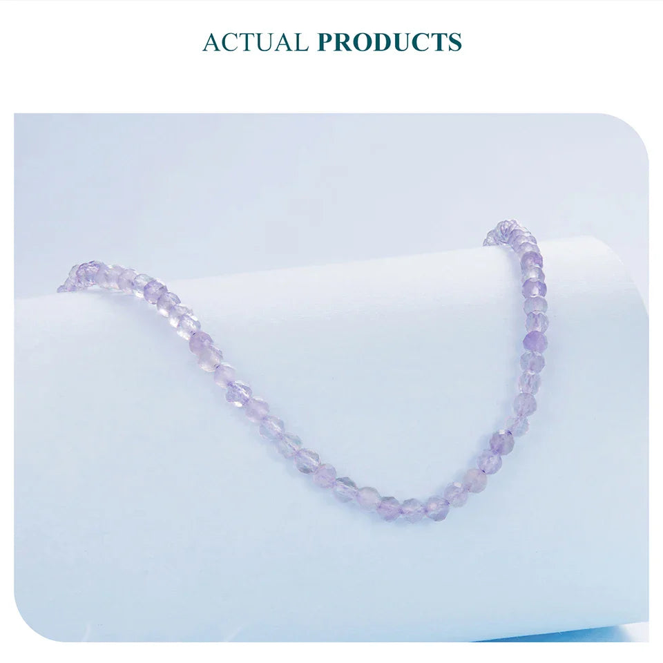 Amethyst Necklace for Women 3mm Handmade Amethyst Beaded Necklace Natural Crystal Choker Necklace Jewelry Gifts BSN431