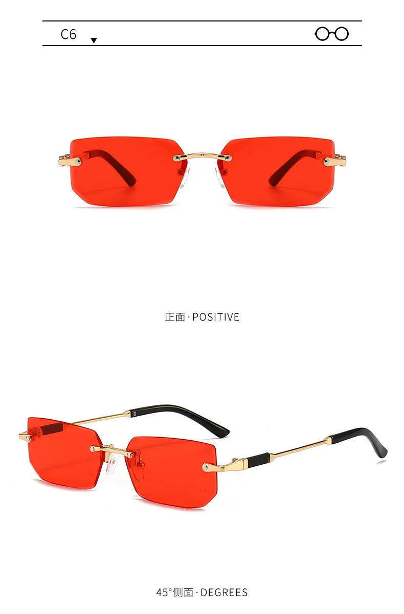 Fashion Rimless Rectangle Sunglasses Popular Women Men Shades Small Square Sun Glasses For Female Male Summer Traveling glasses