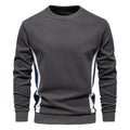 Mens Patckwork Cotton-blend Crew Neck Sweatshirts Fashion Casual Sport Round Neck Pullover Sweatshirt for Men
