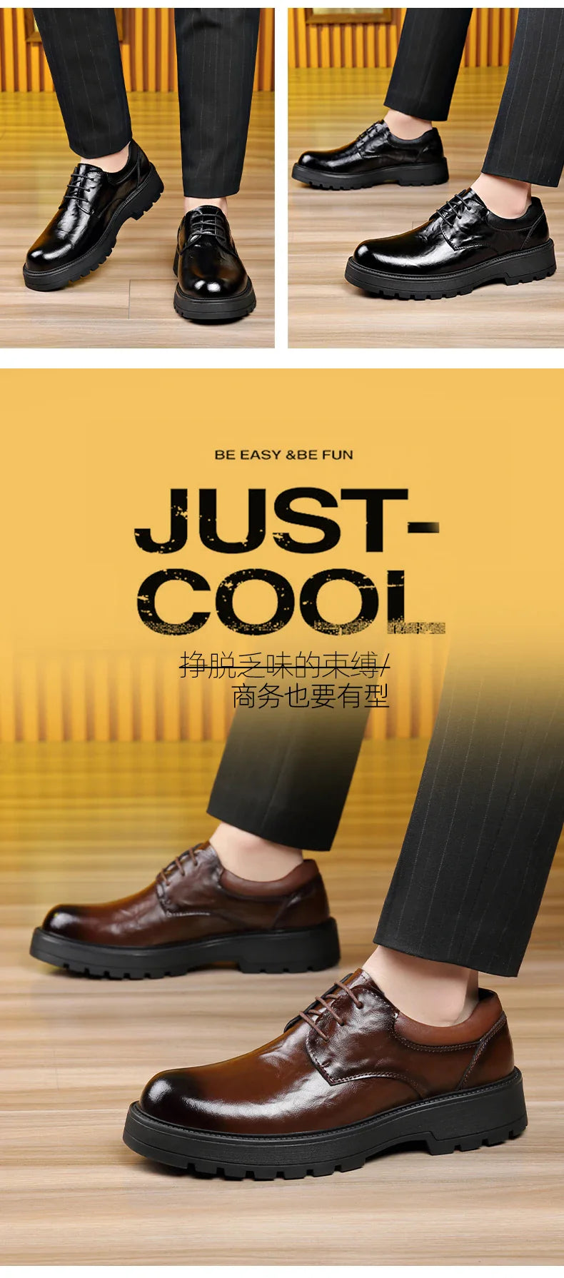 Men Comfortable Leather Work Shoes for Long Standing