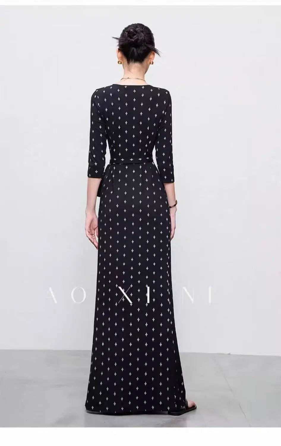 High End Half Sleeved Floral Long Dress For Women, 2026 Spring/Summer One-Piece Lace Up Lazy And Relaxed Vacation Dress