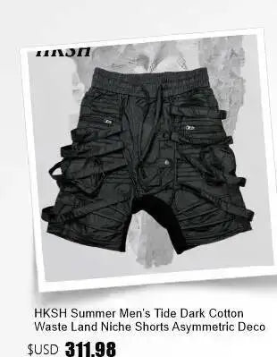 Summer New Men Tide High Street Drawstring Pocket Sports Casual Safari Style Shorts Loose Light Luxury Simple Capris HK4528