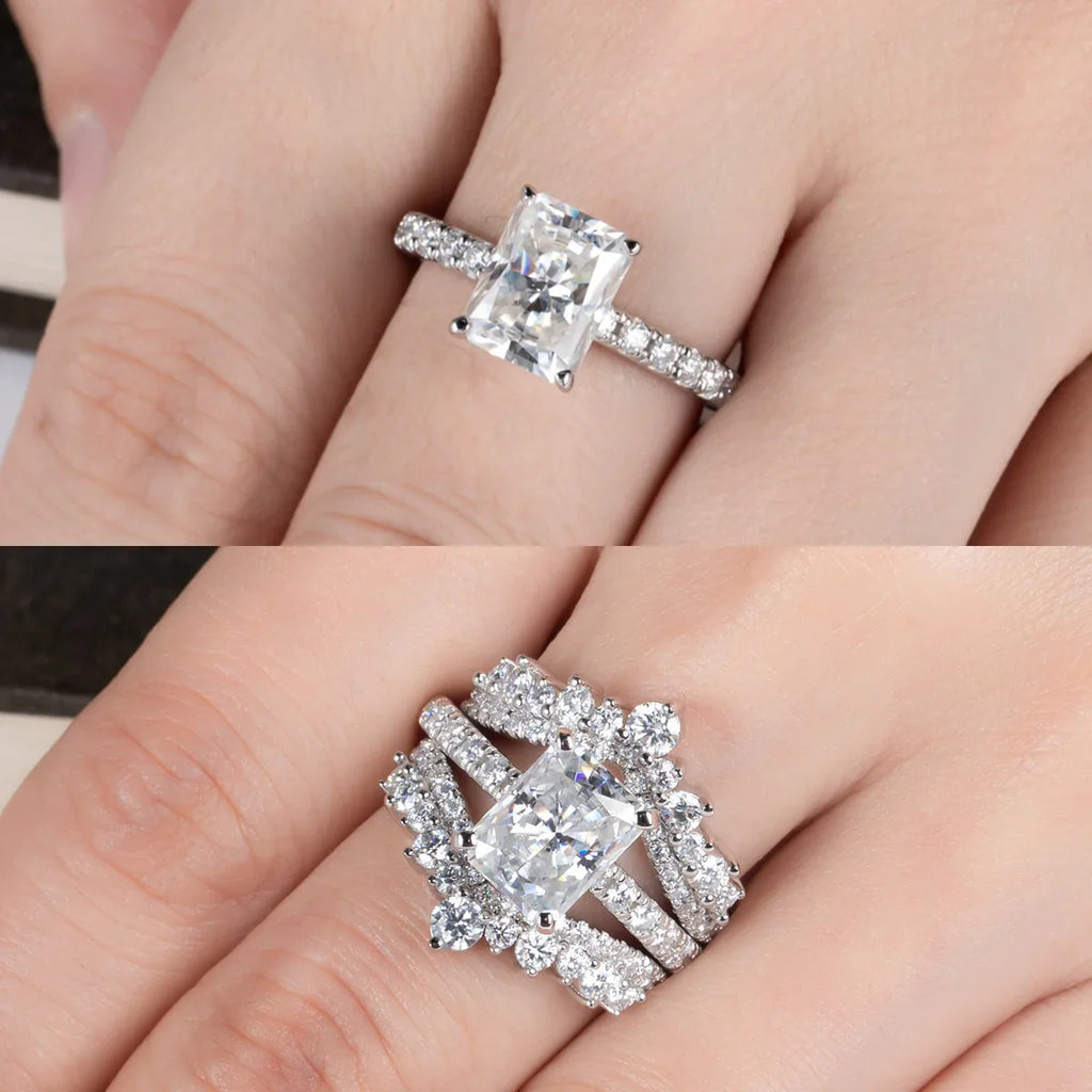 3ct D Color Radiant Cut Moissanite Engagement Gold Plated 925 Sterling Silver Rings For Woman Customs Jewelry Wholesale