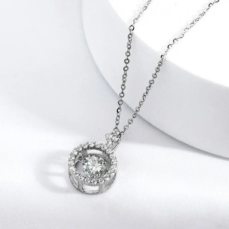 1/0.8 CT Moissanite Pendant For Women Simulated Diamond Necklace S925 Sterling Silver Jewelry Girl Valentine's Day Gift