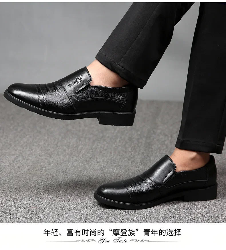 Men's Genuine Cow Leather Shoes Business Casual Shoes With Triple-Stitched Soles For Middle-Aged And Elderly Men 2025