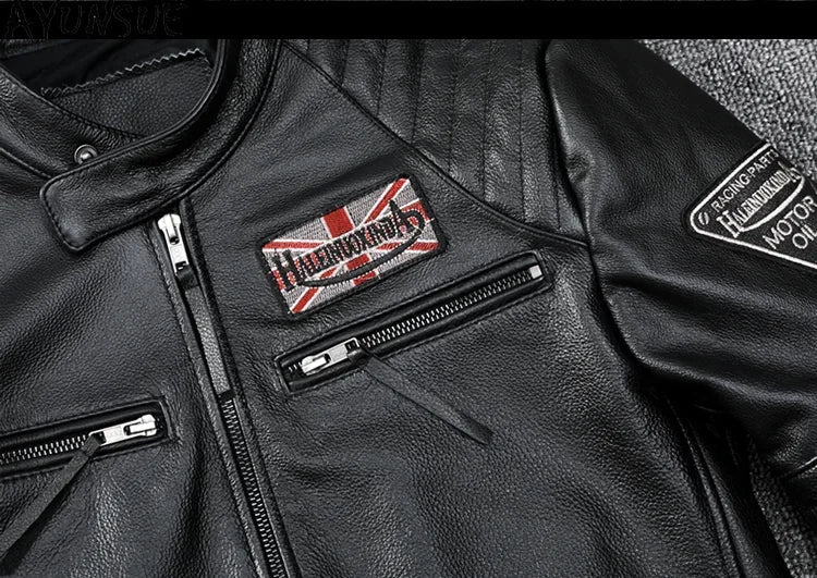 Mens Leather Jacket Autumn Men Clothing Handsome Motorcycle Jackets Two Colors Short Coats Kurtka Męska Skórzana Slim
