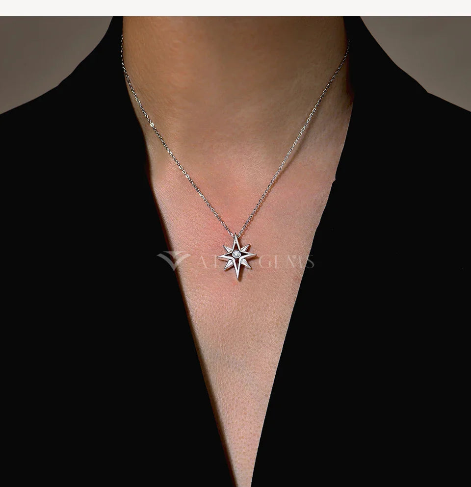 Star Moissanite Pendant Necklace for Women D Color Round Cut 3.0mm Lab Diamond S925 Silver 18K Gold Plated Fine Jewelry