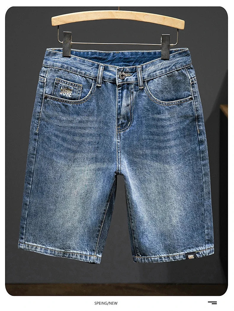 2024 New in Vintage Men's Denim Shorts Fashion Straight Bermuda Jeans Slim Soft Casual Short Pants Male Streetwear