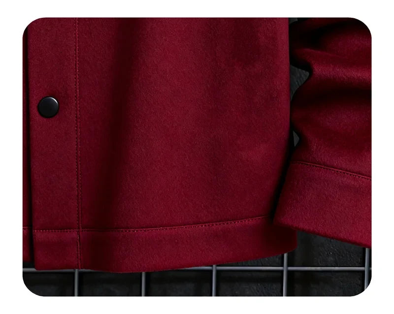Men's Polyester Brushed Jacket, Lapel Button/Zipper Coat with Pocket, Comfortable Casual Autumn Winter Office Business Wear