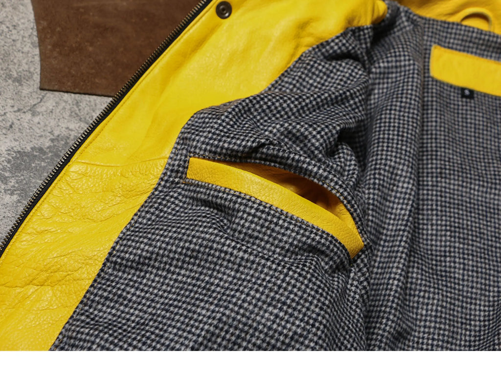 Spring Autumn Cool Handsome Short Yellow Soft Pu Leather Jacket Men Turn-down Collar Luxury Designer Clothes 2025