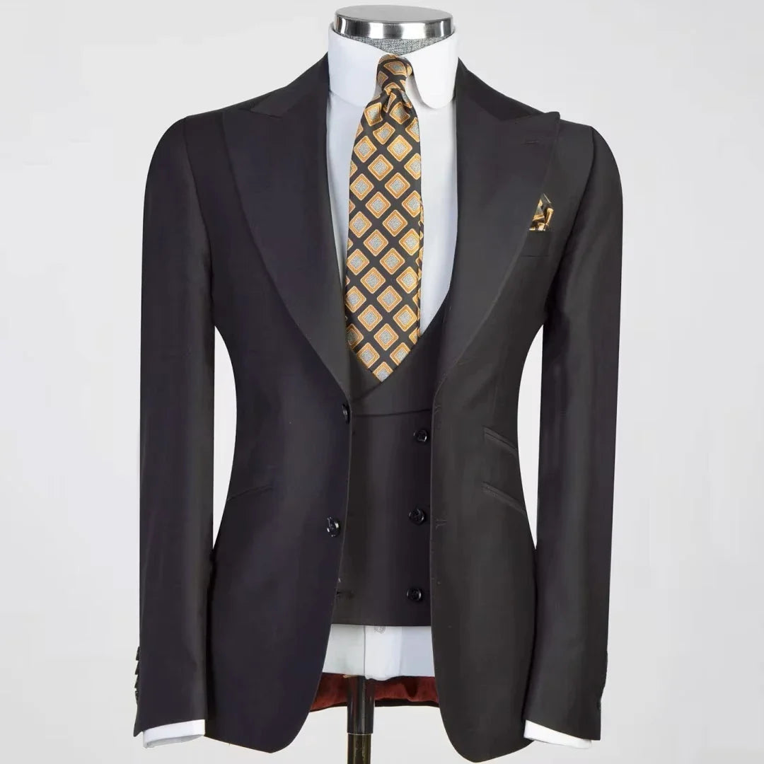 Men Suit 3 Pieses White Solid With Lapel And Pocket For Wedding Birthday Business Party Office Work Jacket Vest With Pants