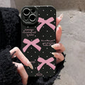 inimalist Pink Girly Bow Slogan Phone Case For iPhone 17 16 15 14 13 12 11 Pro Max XS X XR 7 8 Plus 16E SE2 Soft Silicone Cover