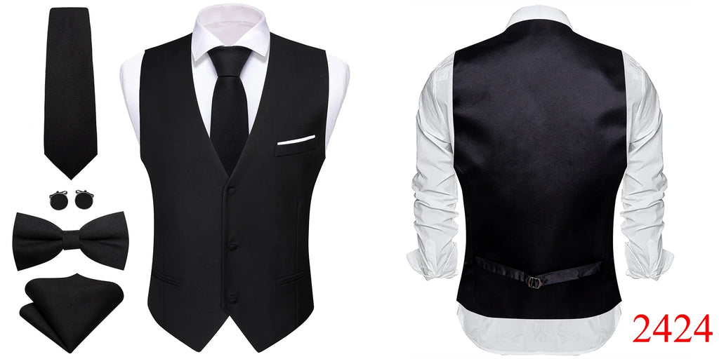 Elegant Silk Vest for Men Wedding Solid Gold Green Pink Purple Red Waistcoat Tie Bowtie Set Sleeveless Jacket Suit Barry Wang