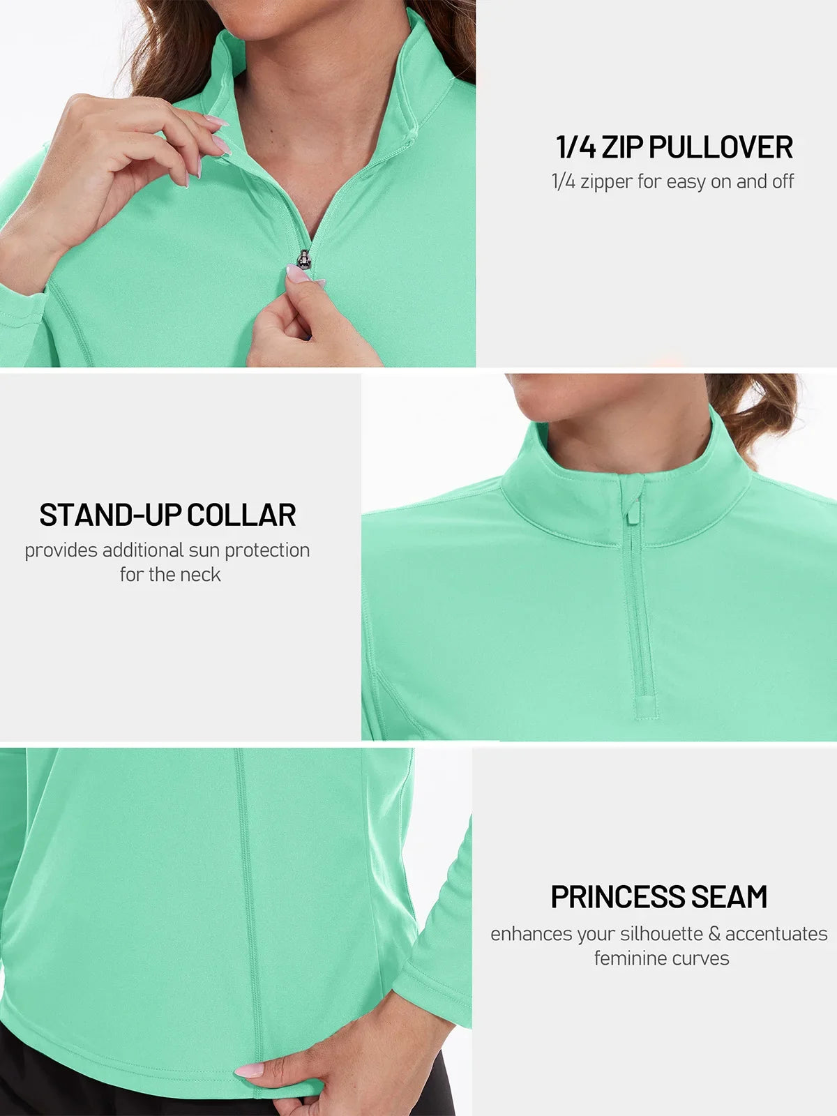 UPF50+ Quick Dry Long Sleeve Performance T-Shirts Womens Sun Protection Running Hiking Fishing Tee Shirts Tops Outdoor