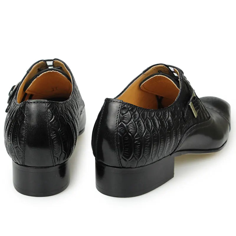 Newest High-end Leather Shoes Dress Oxford Brogue Wedding Party Formal Shoe for Men Lace Up Luxury Fashion Leather Metal Buckle
