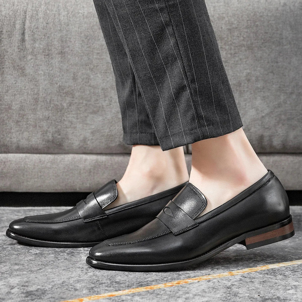 Men's Genuine Leather Shoes Loafer Handmade Shoes Antiskid Elegant Gentleman Oxford Shoes Simple British Style Wedding Shoes
