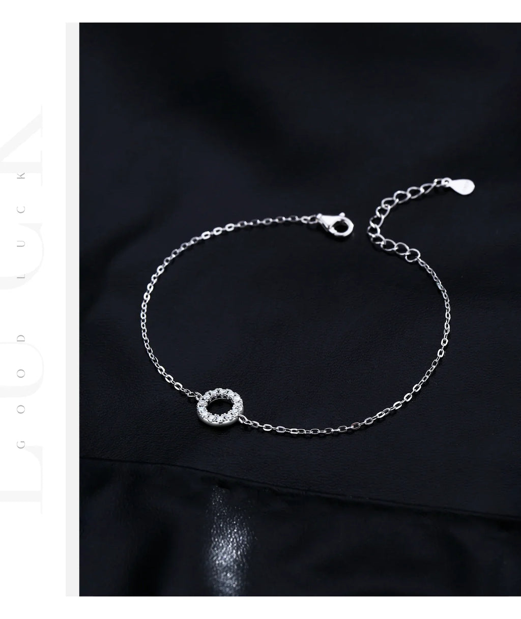 D Color Moissanite Bracelet 925 Sterling Silver Fashion Hallow Out Round Link Chain Bracelet For Women Fine Jewelry Gifts