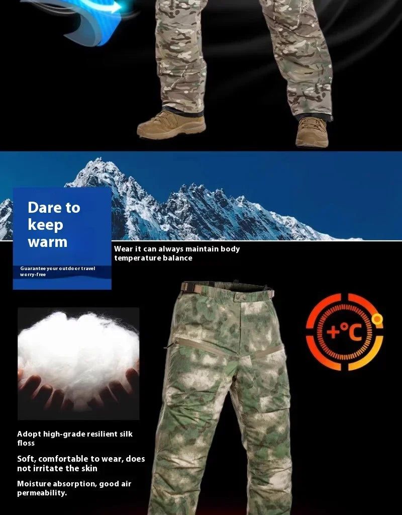 Tactical Men's Warm Cotton Pants Camouflage Winter Thickened Polar Cold Clothing Mountaineering Military Outdoor Sprint Pants