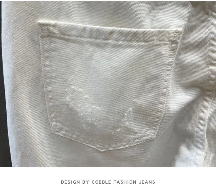 2023 Spring and Autumn New Fashion Solid Color Ripped Jeans Men's Casual Loose Comfortable High-Quality Large Size Trousers 36