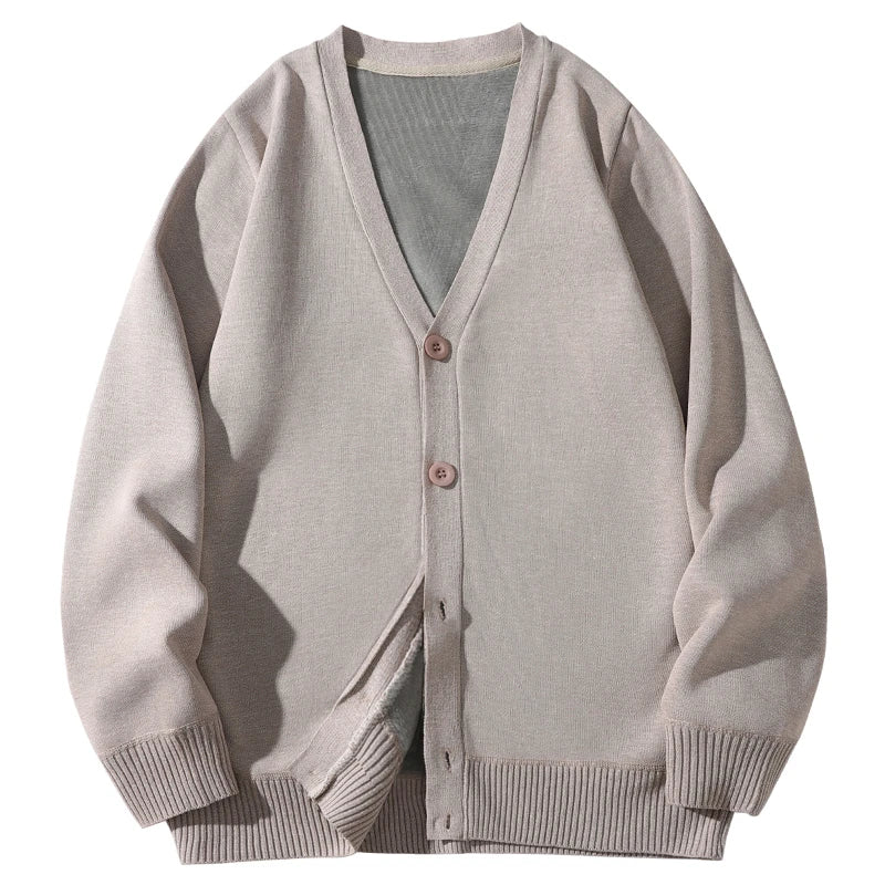 2026 New Men's Casual Long Sleeved Velvet Sweater Cardigan Knitted Jacket Top Autumn and Winter Fashionable Versatile Jacket