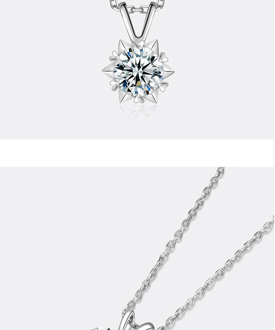 1-3CT Moissanite Women's Necklace S925 Pure Silver Snowflake Simulation Diamond Pendant Wedding High-end Jewelry