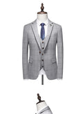 ( Jacket + Vest + Pants ) Fashion Boutique Plaid Mens Casual Business Suit Groom Wedding Dress Formal Slim Plaid Suit