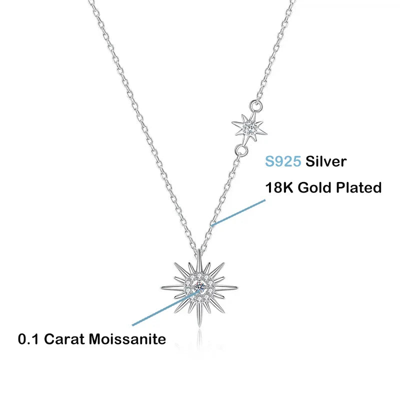 Real Moissanite Diamond Hexagram Pendant Necklace For Women Men 100% 925 Sterling Silver Sun Flower Party Fine Jewelry Gift