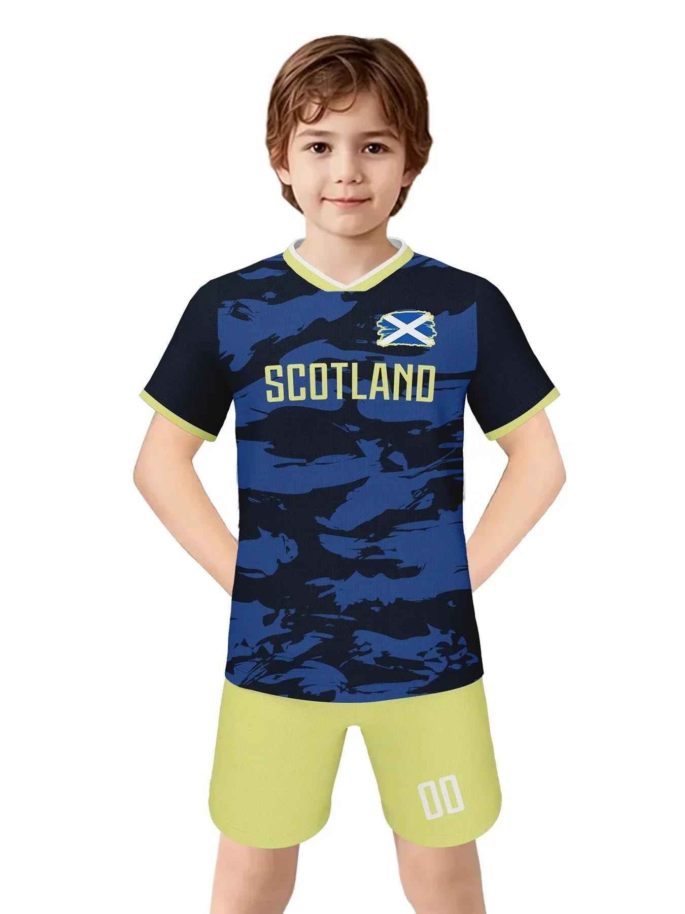 Custom Scotland Soccer Jersey Kids Football Kit Personalized Name Number Youth Team Uniform Quick-Drying Sportswear 3-14Y
