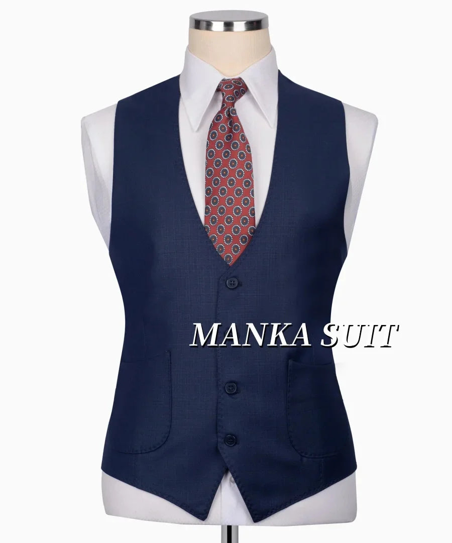 Notch Lapel Single Breasted Full Men's Suits  Smart Casual Business Office Wedding  3pcs Blazer Vest Pants Customized Men's Set