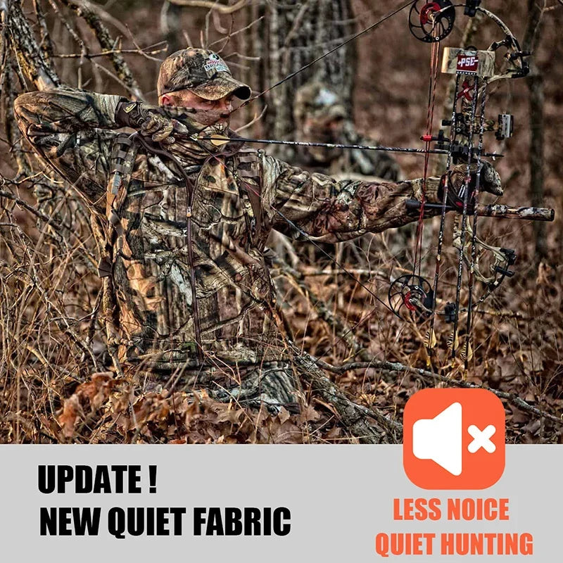 Men's Silent Camouflage Hunting Jacket Waterproof Fleece Tactical Jackets Soft Shell Outdoor Hiking Fishing Hooded Coat