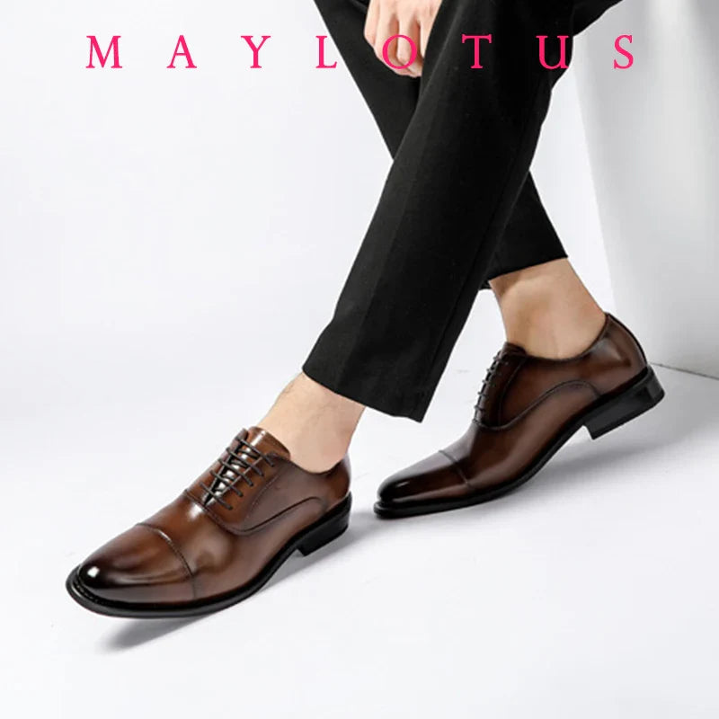 High Quality Height Increase Oxford Dress Shoes Men Genuine Cow Leather Suit Shoes Lift Brogues Wedding Formal Elevator Shoes