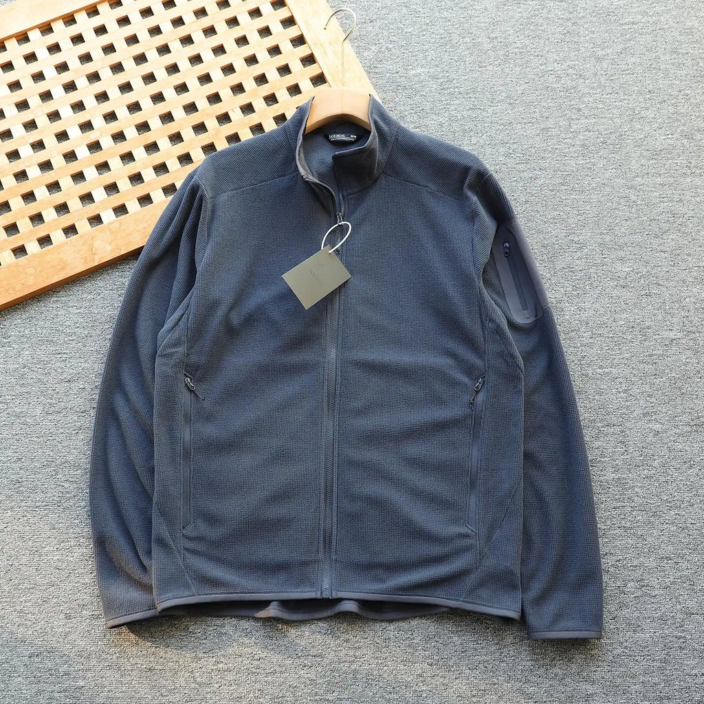 Outdoor Lightweight Fleece Sweatshirt Jacket Men's Zipper Closure Stand Collar Technical Fabric Comfortable Youth Fashion