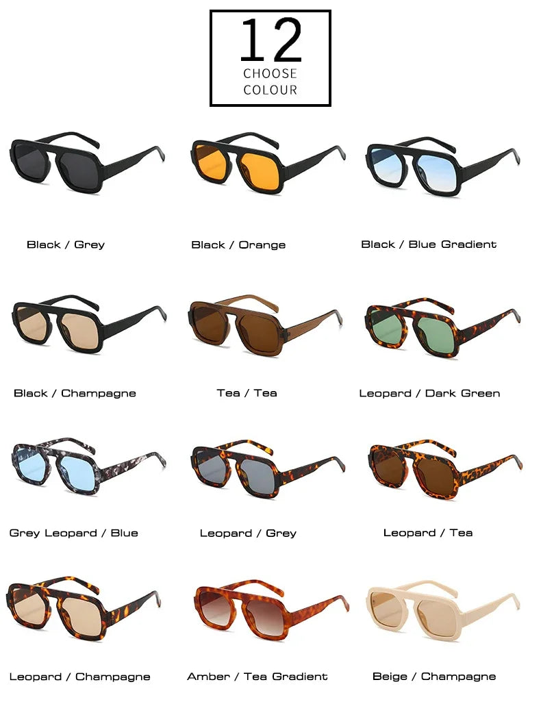 Retro Square Sunglasses Women Fashion Brand Design Gradient Shades UV400 Men Punk Sun Glasses