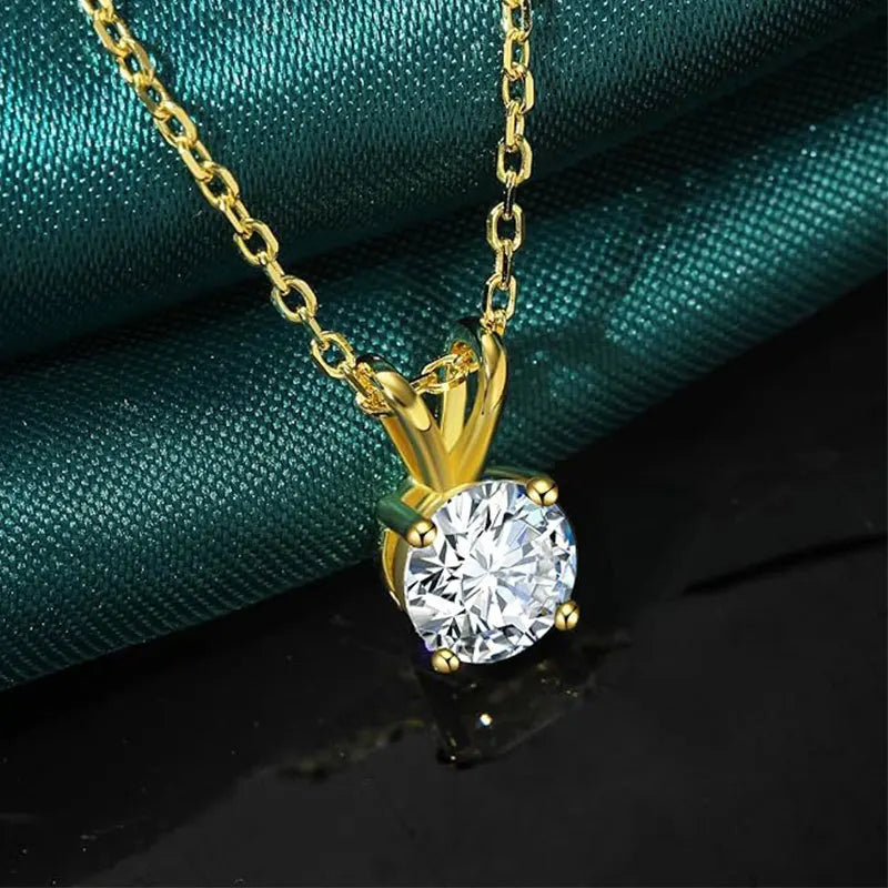 PureNew 1-5ct Full Shape Moissanite Necklace For Women S925 Silver Plated 18k Gold D Color VVS1 Women's Moissanite Chain Gift